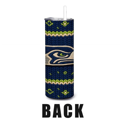 ColorFlow | Seattle Seahawks Inspired Seamless Sweater 20oz Skinny Tumbler with Straw