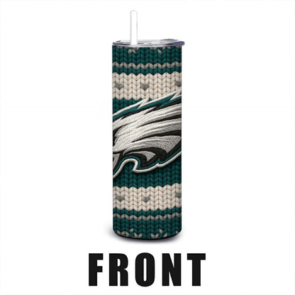 ColorFlow | Philadelphia Eagles Inspired Seamless Sweater 20oz Skinny Tumbler with Straw
