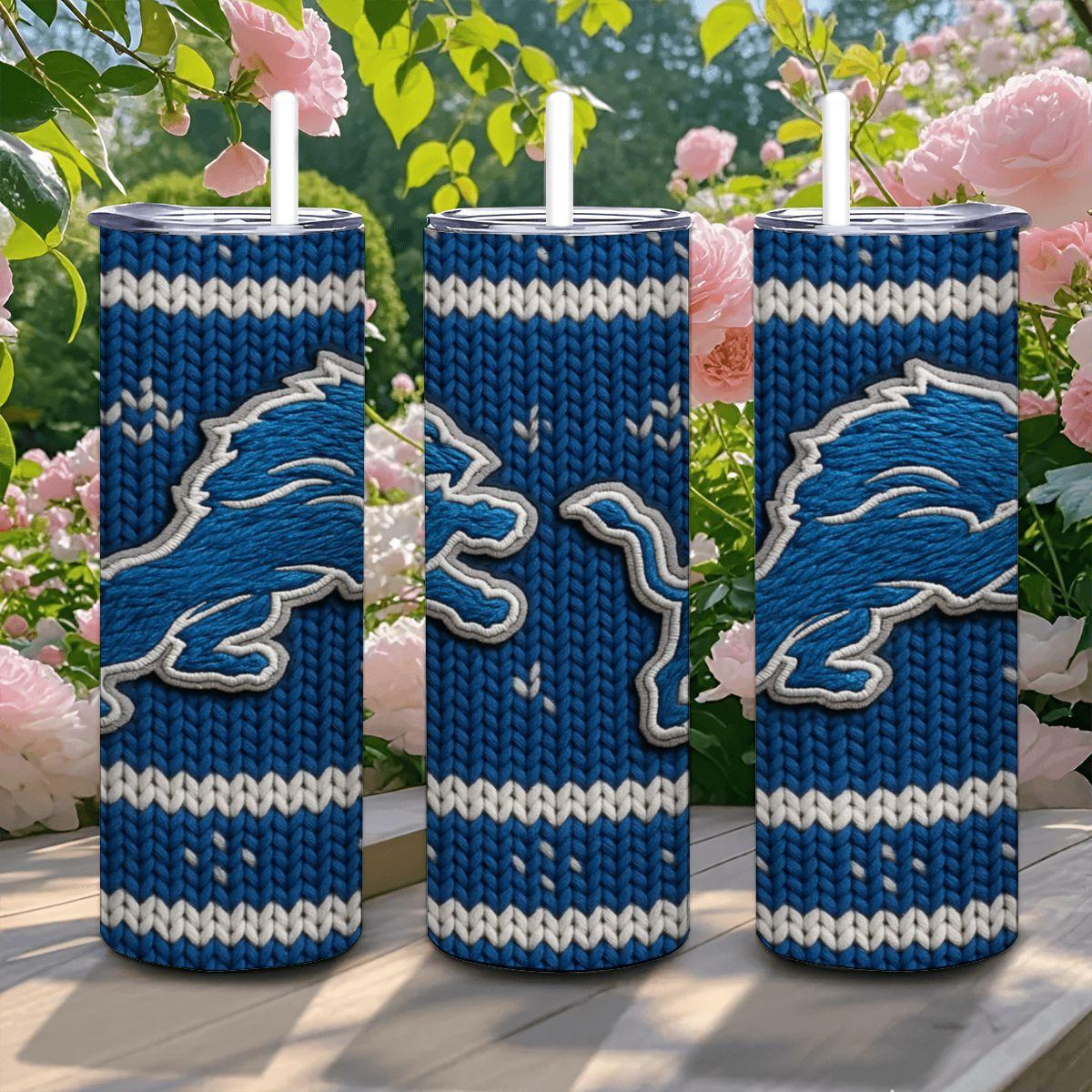 ColorFlow | Detroit Lions Inspired Seamless Sweater 20oz Skinny Tumbler with Straw