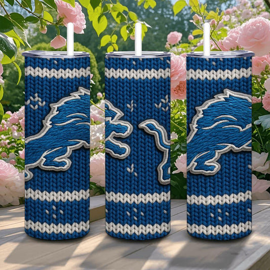 ColorFlow | Detroit Lions Inspired Seamless Sweater 20oz Skinny Tumbler with Straw