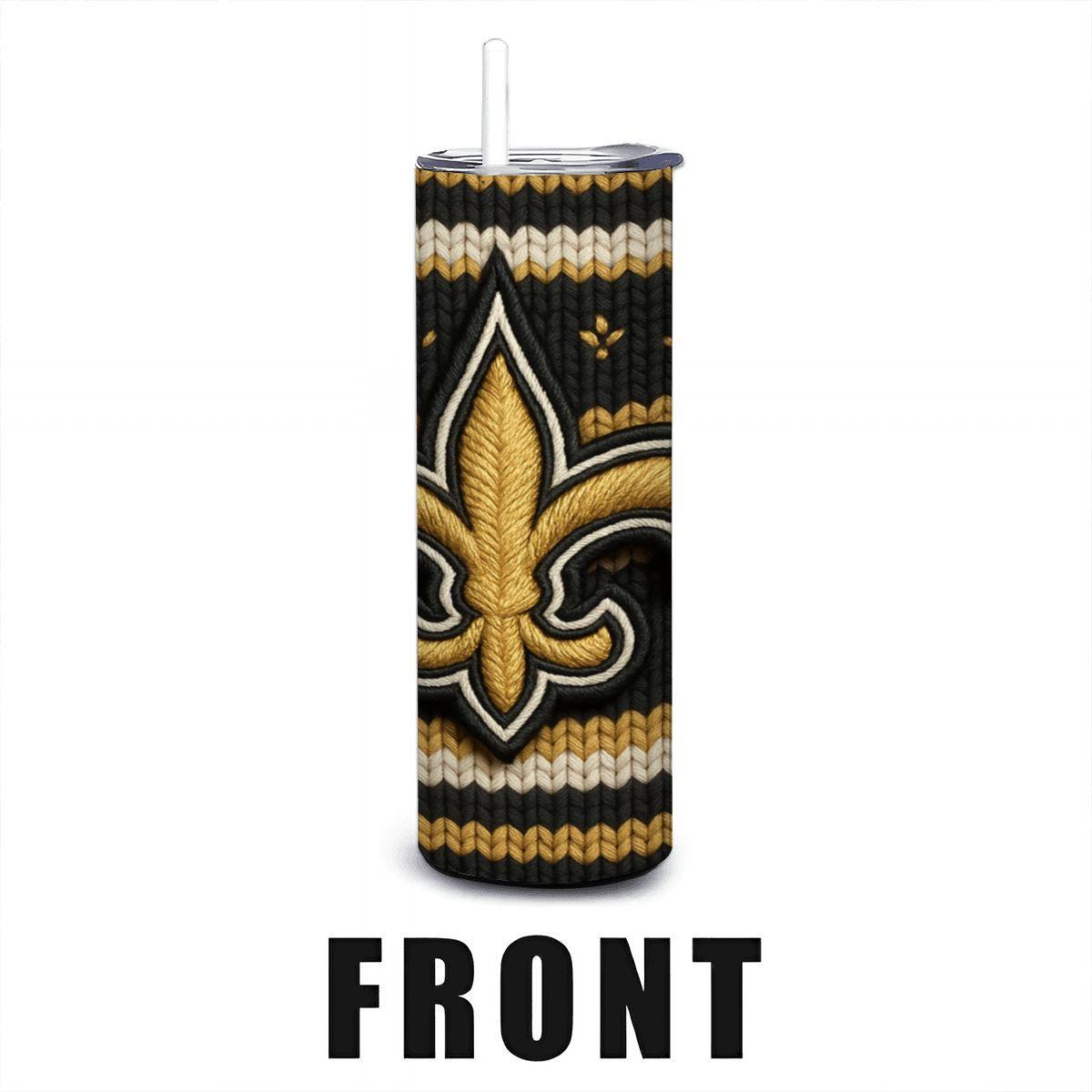 ColorFlow | New Orleans Saints Inspired Seamless Sweater 20oz Skinny Tumbler with Straw