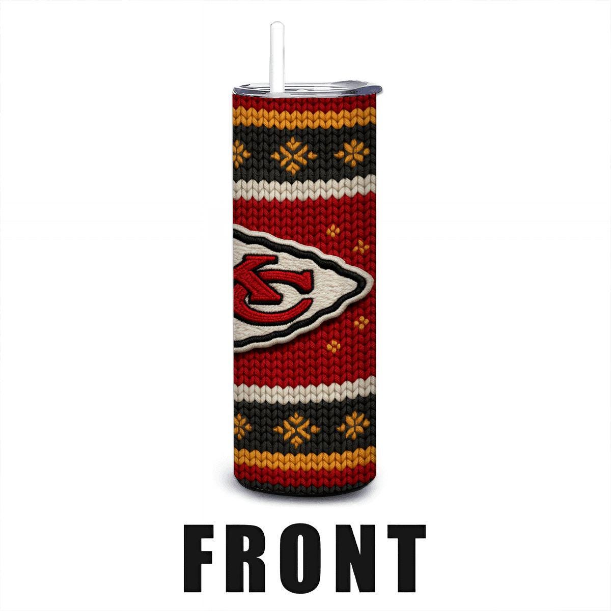 ColorFlow | Kansas City Chiefs Inspired Seamless Sweater 20oz Skinny Tumbler with Straw