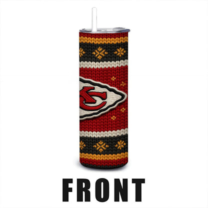 ColorFlow | Kansas City Chiefs Inspired Seamless Sweater 20oz Skinny Tumbler with Straw