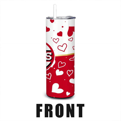 ColorFlow | Cincinnati Inspired Reds Hearts Straight Tumbler 20oz Stainless Steel Gift Optional Personalization