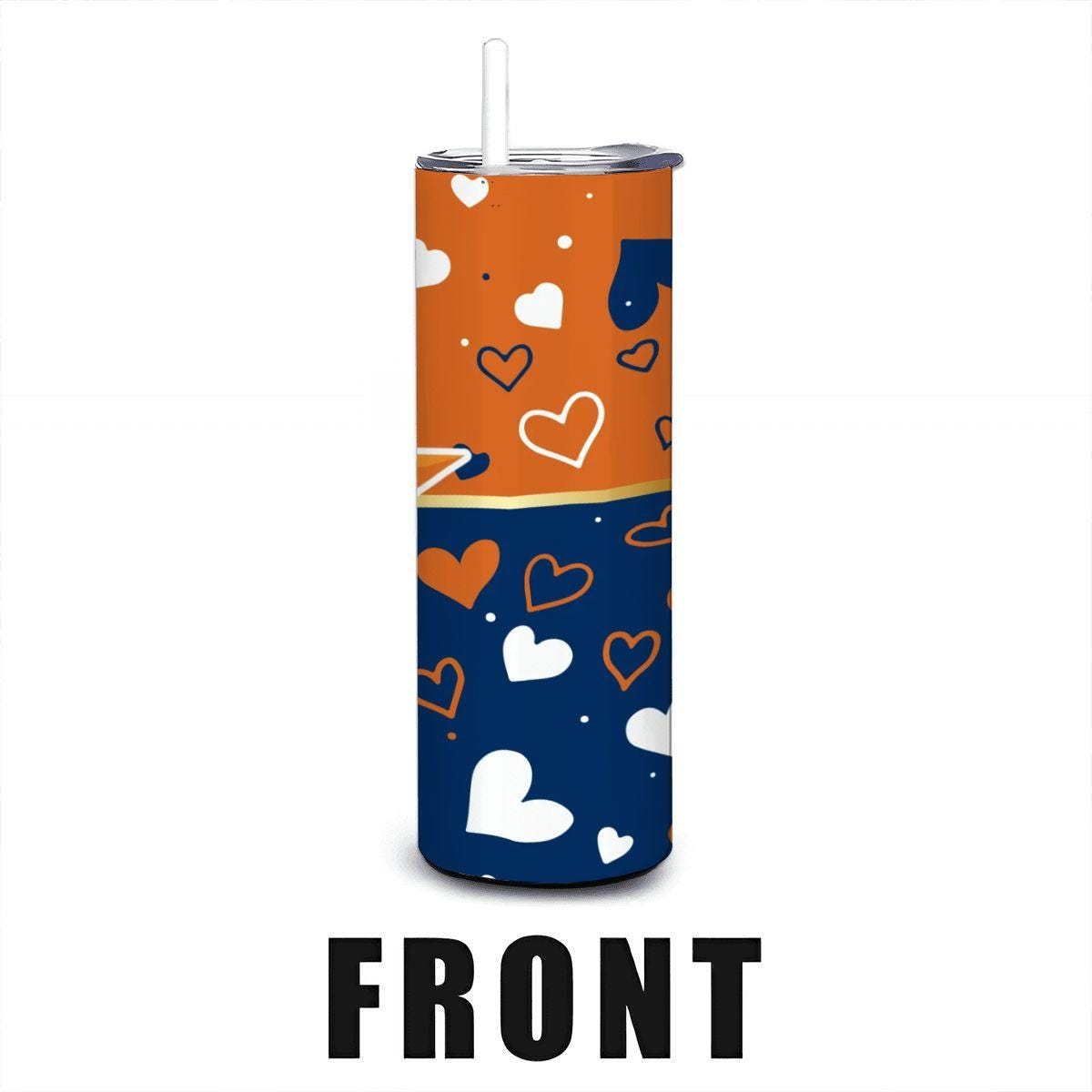 ColorFlow | Houston Inspired Astros Hearts Straight Tumbler 20oz Stainless Steel Gift Optional Personalization