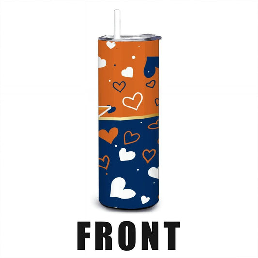 ColorFlow | Houston Inspired Astros Hearts Straight Tumbler 20oz Stainless Steel Gift Optional Personalization