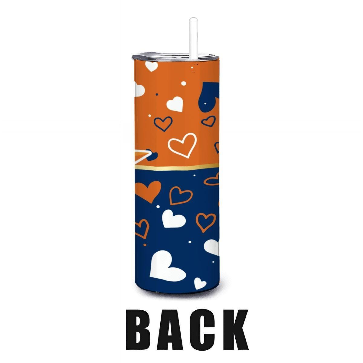 ColorFlow | Houston Inspired Astros Hearts Straight Tumbler 20oz Stainless Steel Gift Optional Personalization