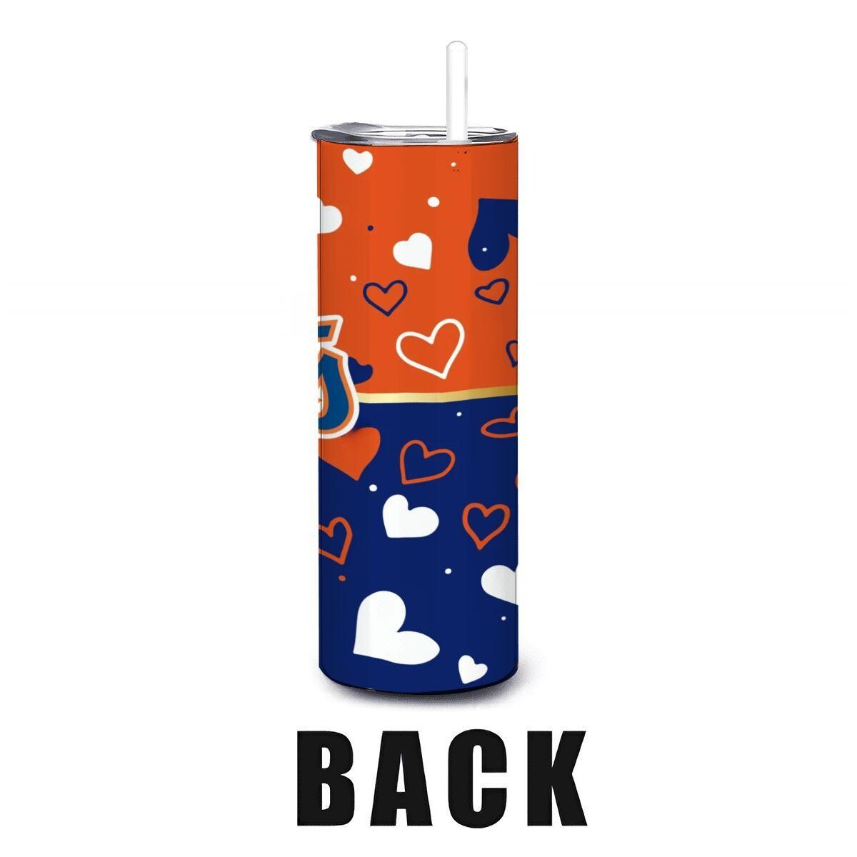 ColorFlow | New York Inspired Mets Hearts Straight Tumbler 20oz Stainless Steel Gift Optional Personalization