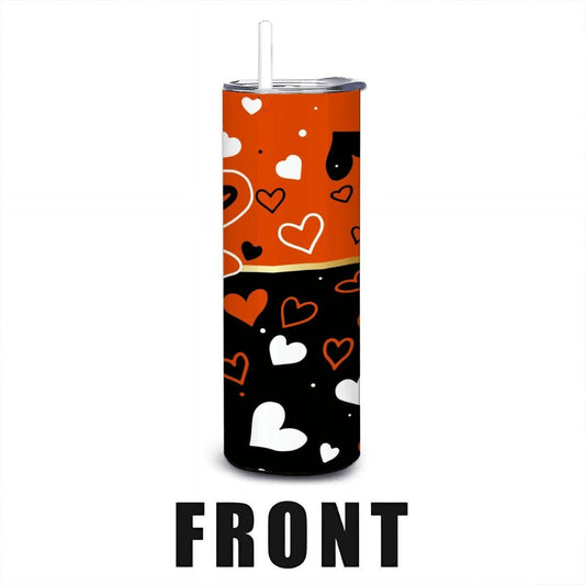 ColorFlow | Baltimore Inspired Orioles Hearts Straight Tumbler 20oz Stainless Steel Gift Optional Personalization