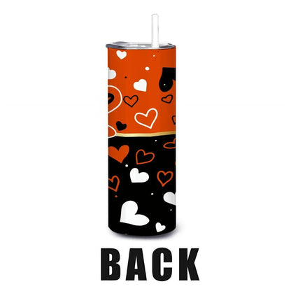 ColorFlow | Baltimore Inspired Orioles Hearts Straight Tumbler 20oz Stainless Steel Gift Optional Personalization