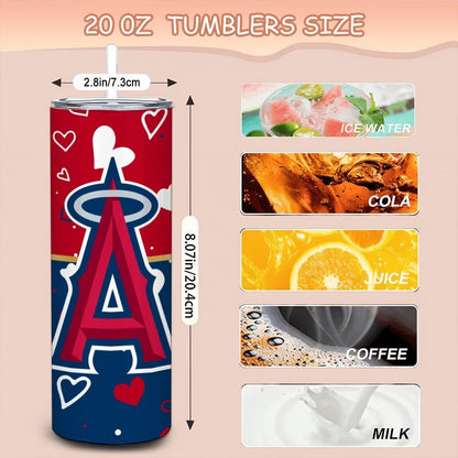 ColorFlow | Los Angeles Inspired Angels Hearts Straight Tumbler 20oz Stainless Steel Drinkware Optional Personalization