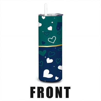 ColorFlow | Seattle Inspired Mariners Hearts Straight Tumbler 20oz Stainless Steel Gift Optional Personalization
