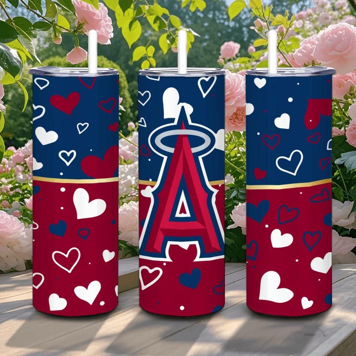 ColorFlow | Los Angeles Inspired Angels Hearts Straight Tumbler 20oz Stainless Steel Drinkware Optional Personalization