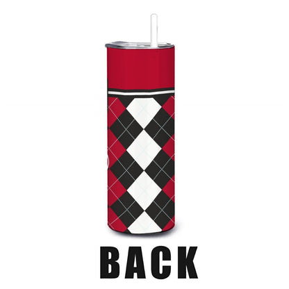 ColorFlow | Georgia Inspired Bulldogs Argyle Hearts Straight Tumbler 20oz Stainless Steel Drinkware Optional Personalization