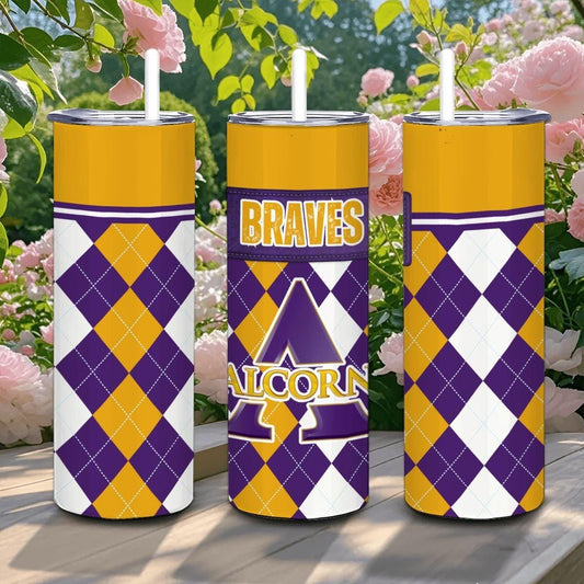 ColorFlow | Alcorn State Inspired Braves Argyle Straight Tumbler 20oz Stainless Steel Drinkware Optional Personalization