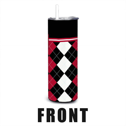 ColorFlow | Ball State Inspired Cardinals Argyle Straight Tumbler 20oz Stainless Steel Drinkware Optional Personalization