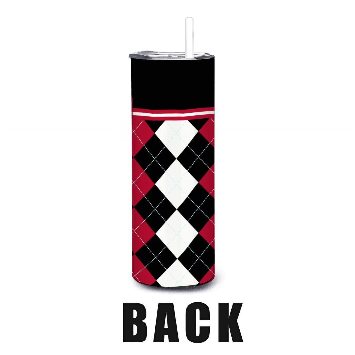 ColorFlow | Ball State Inspired Cardinals Argyle Straight Tumbler 20oz Stainless Steel Drinkware Optional Personalization