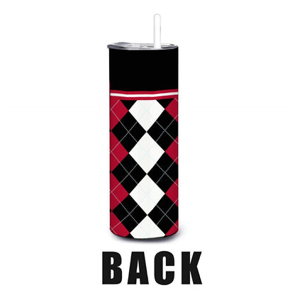ColorFlow | Ball State Inspired Cardinals Argyle Straight Tumbler 20oz Stainless Steel Drinkware Optional Personalization