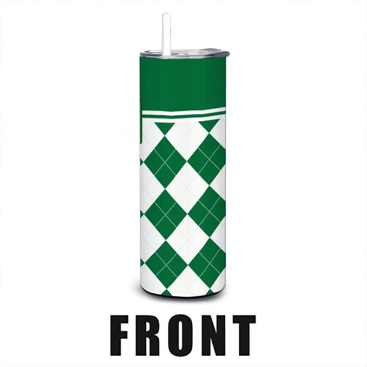 ColorFlow | Eastern Michigan Inspired Eagles Argyle Straight Tumbler 20oz Stainless Steel Drinkware Optional Personalization