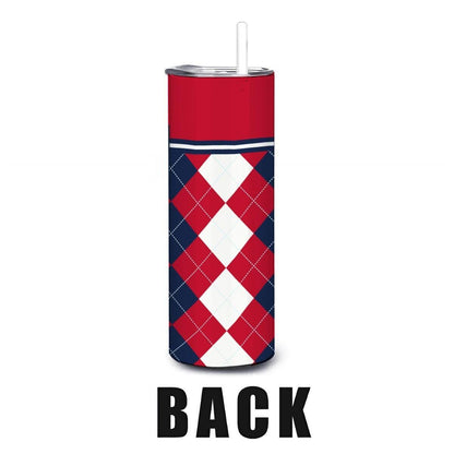 ColorFlow | Fresno State Inspired Bulldogs Argyle Straight Tumbler 20oz Stainless Steel Drinkware Optional Personalization