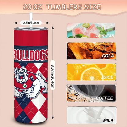 ColorFlow | Fresno State Inspired Bulldogs Argyle Straight Tumbler 20oz Stainless Steel Drinkware Optional Personalization