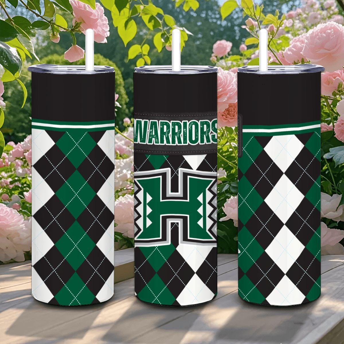 ColorFlow | Hawaii Inspired Warriors Argyle Straight Tumbler 20oz Stainless Steel Drinkware Optional Personalization