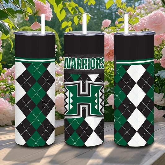 ColorFlow | Hawaii Inspired Warriors Argyle Straight Tumbler 20oz Stainless Steel Drinkware Optional Personalization