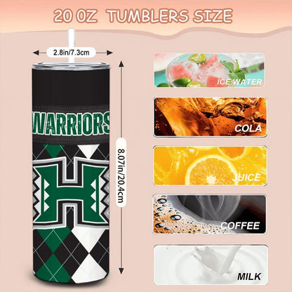 ColorFlow | Hawaii Inspired Warriors Argyle Straight Tumbler 20oz Stainless Steel Drinkware Optional Personalization