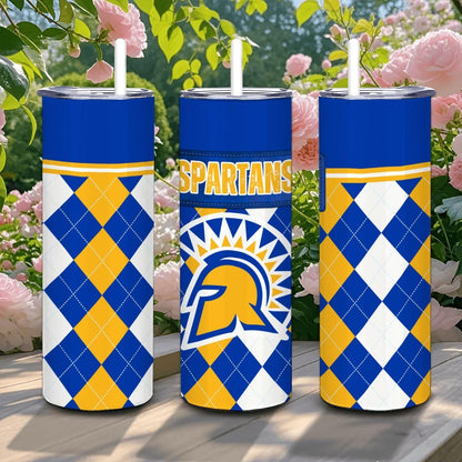 ColorFlow | San Jose State Spartans Inspired 20oz Straight Stainless Tumbler | Team Colors | Personalization Optional