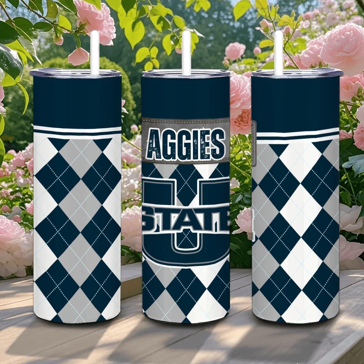 ColorFlow | Utah State Aggies Inspired 20oz Straight Stainless Tumbler | College Colors | Personalization Optional