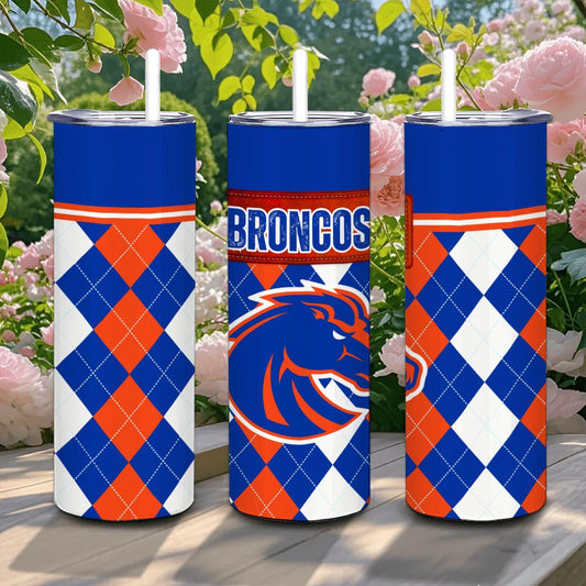 ColorFlow | Boise State Broncos Inspired 20oz Straight Stainless Tumbler | Game Day Style | Personalization Optional