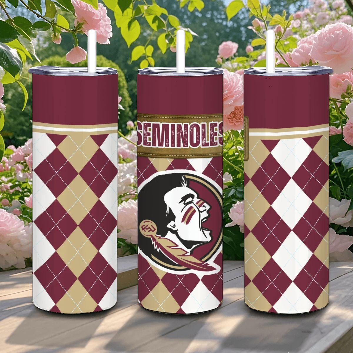 ColorFlow | Florida State Seminoles Inspired 20oz Straight Tumbler | Garnet Gold Game Day Look | Personalization Optional
