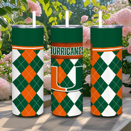 ColorFlow | Miami Hurricanes Inspired 20oz Straight Tumbler | Orange Green College Vibe | Personalization Optional