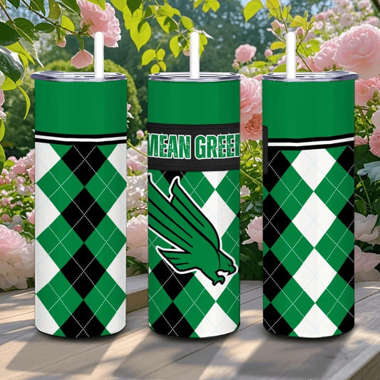 ColorFlow | North Texas Mean Green Inspired 20oz Straight Stainless Tumbler | Bold Green Fan Look | Personalization Optional