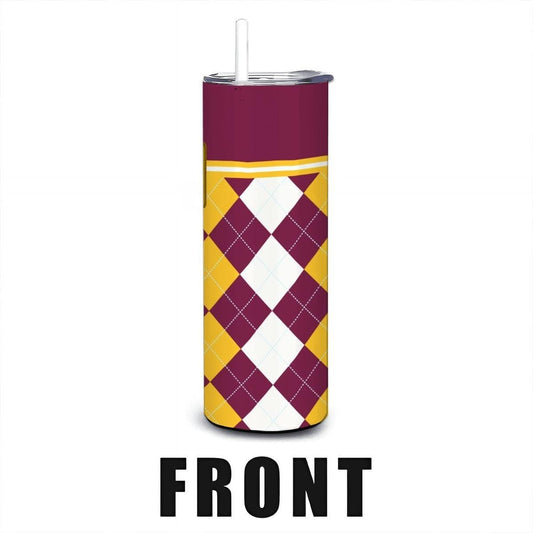 ColorFlow | Arizona State Sun Devils Inspired 20oz Straight Stainless Tumbler | Maroon Gold Power Look | Personalization Optional