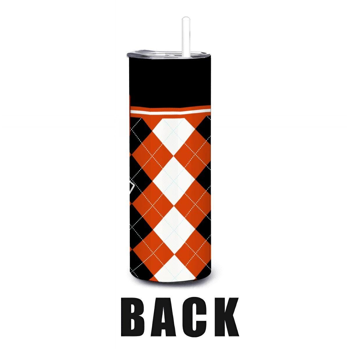 ColorFlow | Oregon State Beavers Inspired 20oz Straight Stainless Tumbler | Orange Black Diamond Style | Personalization Optional