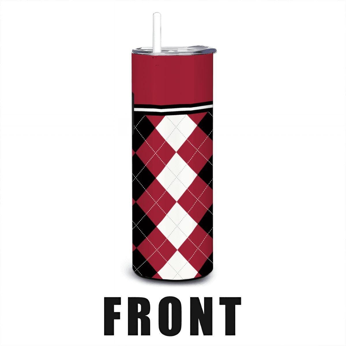ColorFlow | Alabama Crimson Tide Inspired 20oz Straight Stainless Tumbler | Crimson Power Diamond Design | Personalization Optional