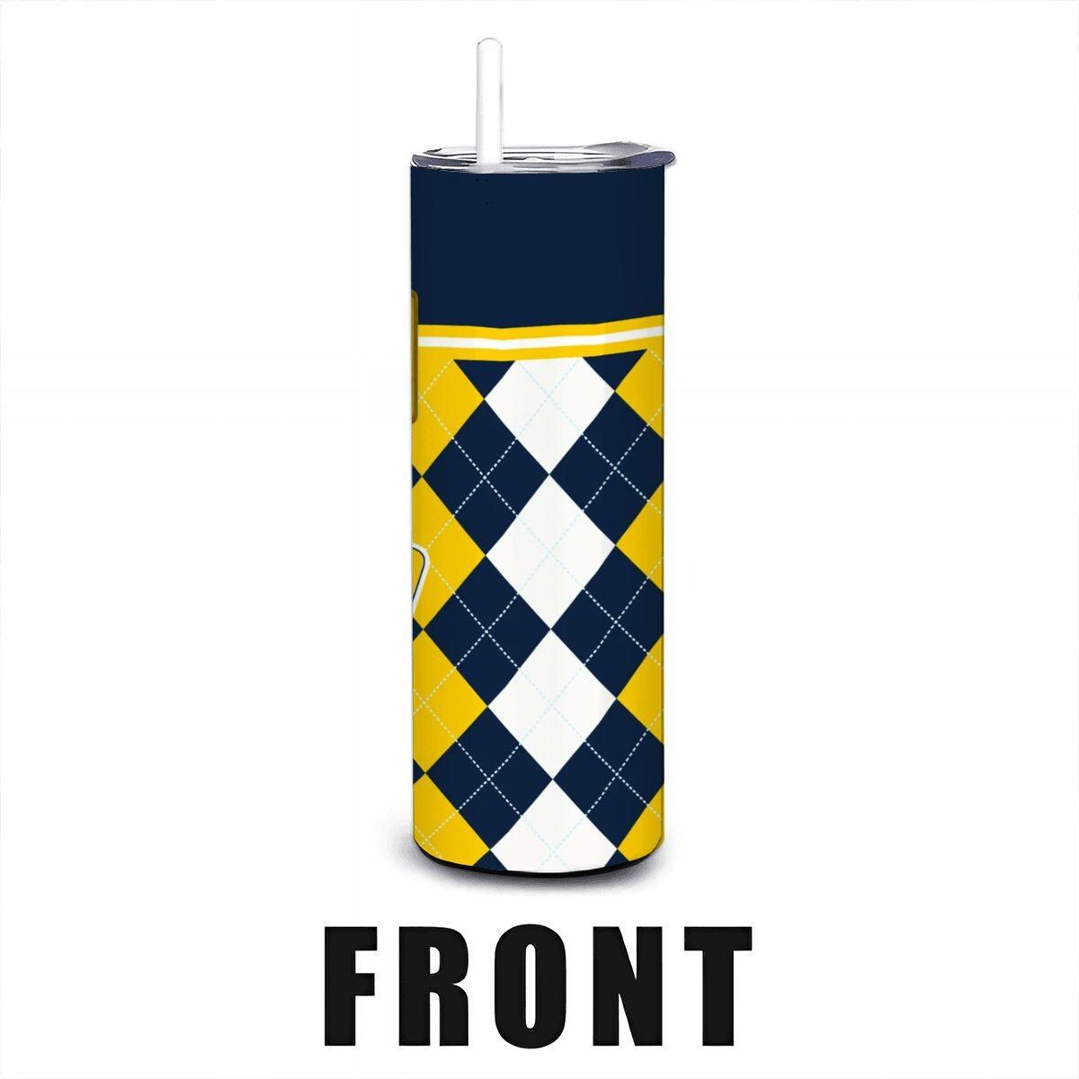 ColorFlow | Toledo Rockets Inspired 20oz Straight Tumbler | Navy Gold Collegiate Energy | Personalization Optional