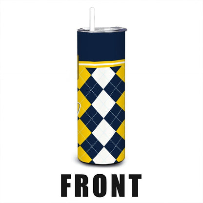 ColorFlow | Toledo Rockets Inspired 20oz Straight Tumbler | Navy Gold Collegiate Energy | Personalization Optional