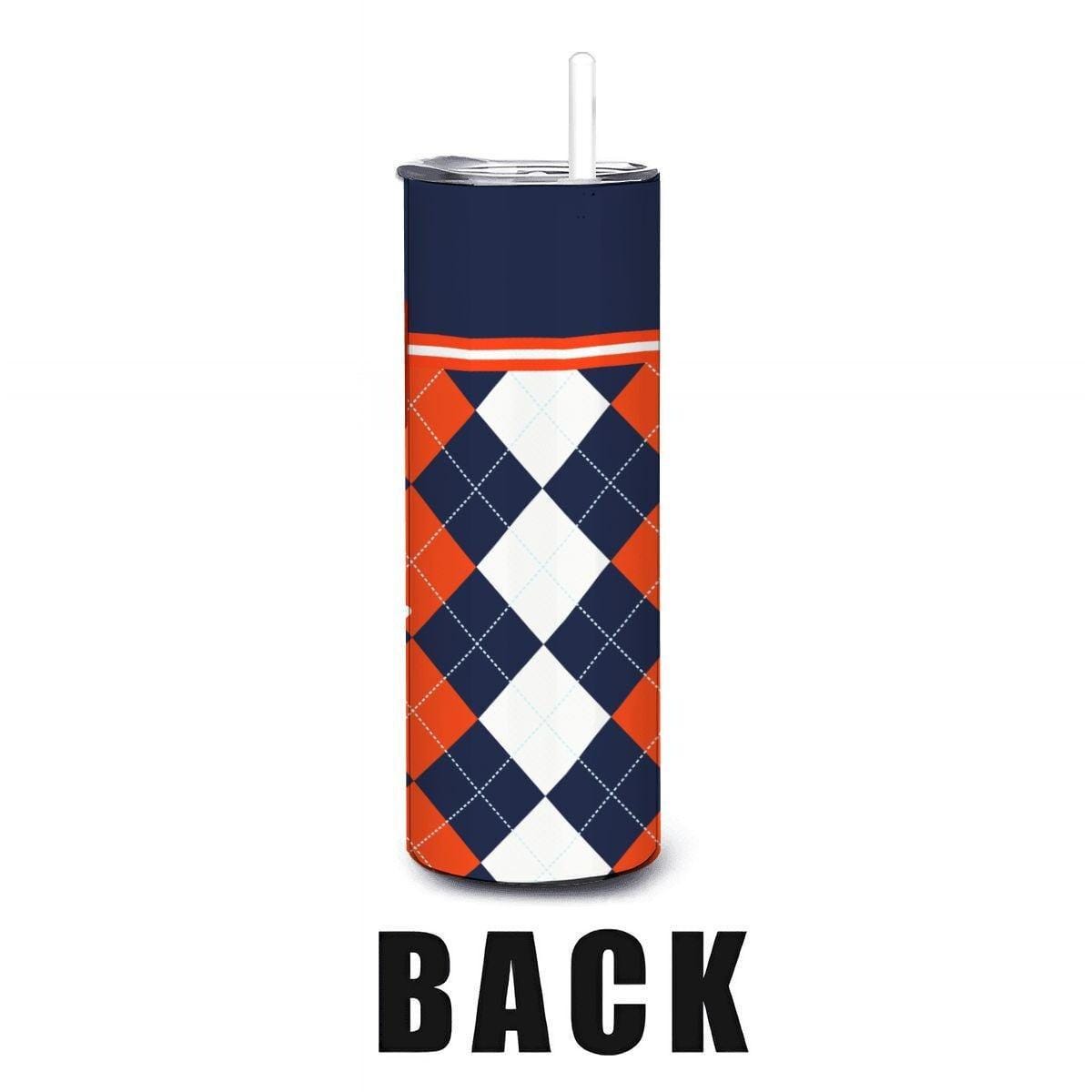 ColorFlow | Virginia Inspired Cavaliers Argyle Straight Tumbler 20oz Stainless Steel Drinkware Optional Personalization