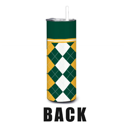 ColorFlow | Baylor Bears Inspired 20oz Straight Stainless Tumbler | Green Gold Collegiate Style | Personalization Optional