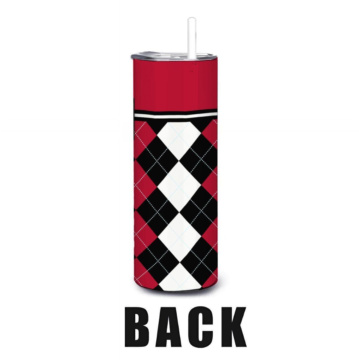 ColorFlow | Ohio State Inspired Buckeyes Argyle Straight Tumbler 20oz Stainless Steel Drinkware Optional Personalization