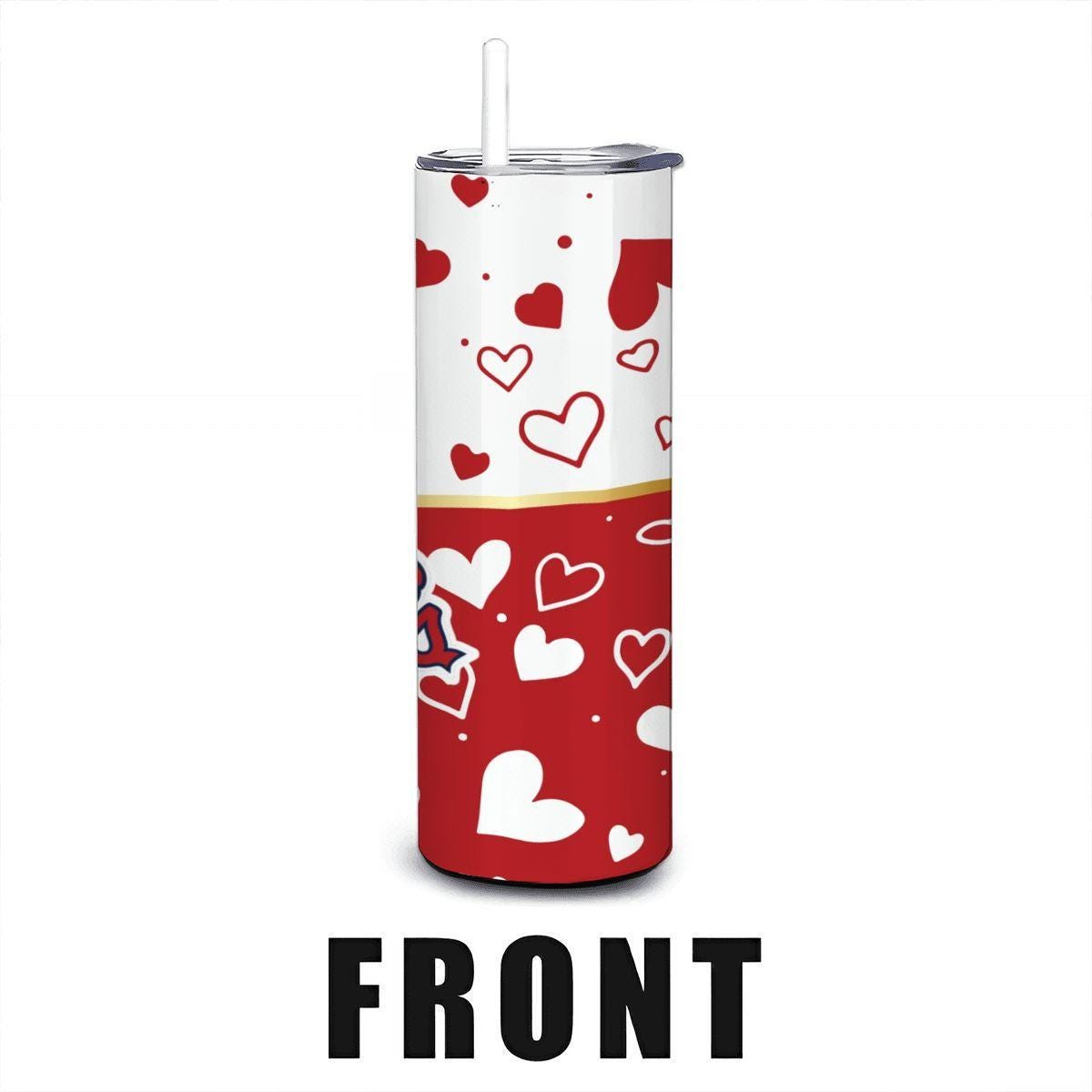 ColorFlow | St Louis Inspired Cardinals Hearts Straight Tumbler 20oz Stainless Steel Drinkware Optional Personalization