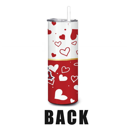 ColorFlow | St Louis Inspired Cardinals Hearts Straight Tumbler 20oz Stainless Steel Drinkware Optional Personalization