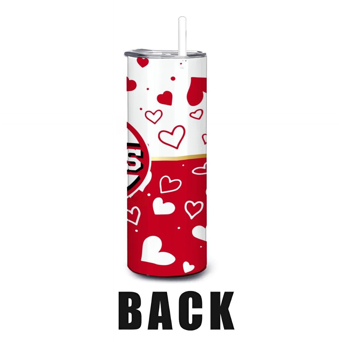 ColorFlow | Cincinnati Inspired Reds Hearts Straight Tumbler 20oz Stainless Steel Gift Optional Personalization