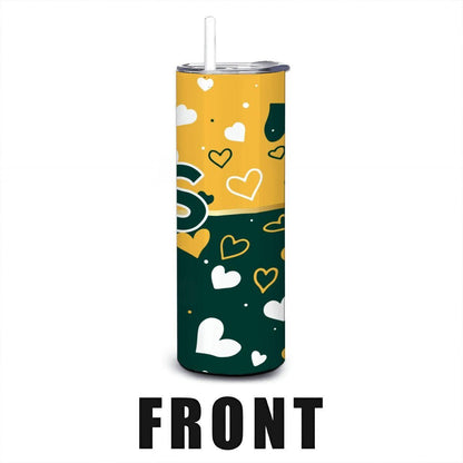 ColorFlow | Oakland Inspired Athletics Hearts Straight Tumbler 20oz Stainless Steel Drinkware Optional Personalization