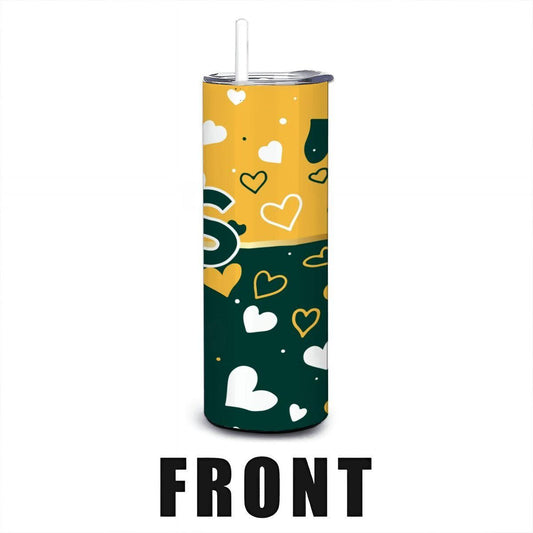 ColorFlow | Oakland Inspired Athletics Hearts Straight Tumbler 20oz Stainless Steel Drinkware Optional Personalization