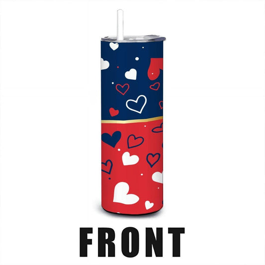 ColorFlow | Boston Inspired Red Sox Hearts Straight Tumbler 20oz Stainless Steel Drinkware Optional Personalization