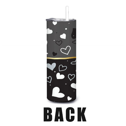 ColorFlow | Chicago Inspired White Sox Hearts Straight Tumbler 20oz Stainless Steel Drinkware Optional Personalization