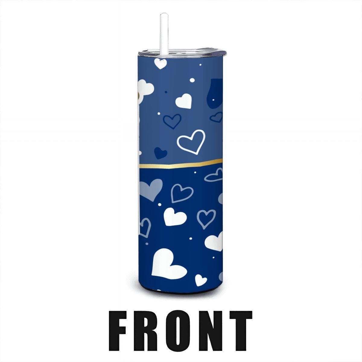 ColorFlow | Kansas City Inspired Royals Hearts Straight Tumbler 20oz Stainless Steel Drinkware Optional Personalization
